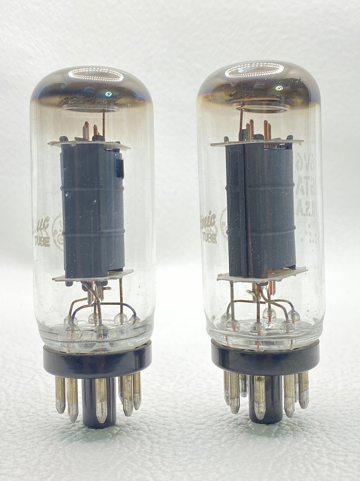 GE 6V6GTA Vintage Coin Base Vacuum Power Tubes Matched Pair Tested USA