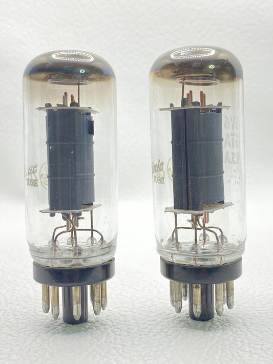GE 6V6GTA Vintage Coin Base Vacuum Power Tubes Matched Pair Tested USA
