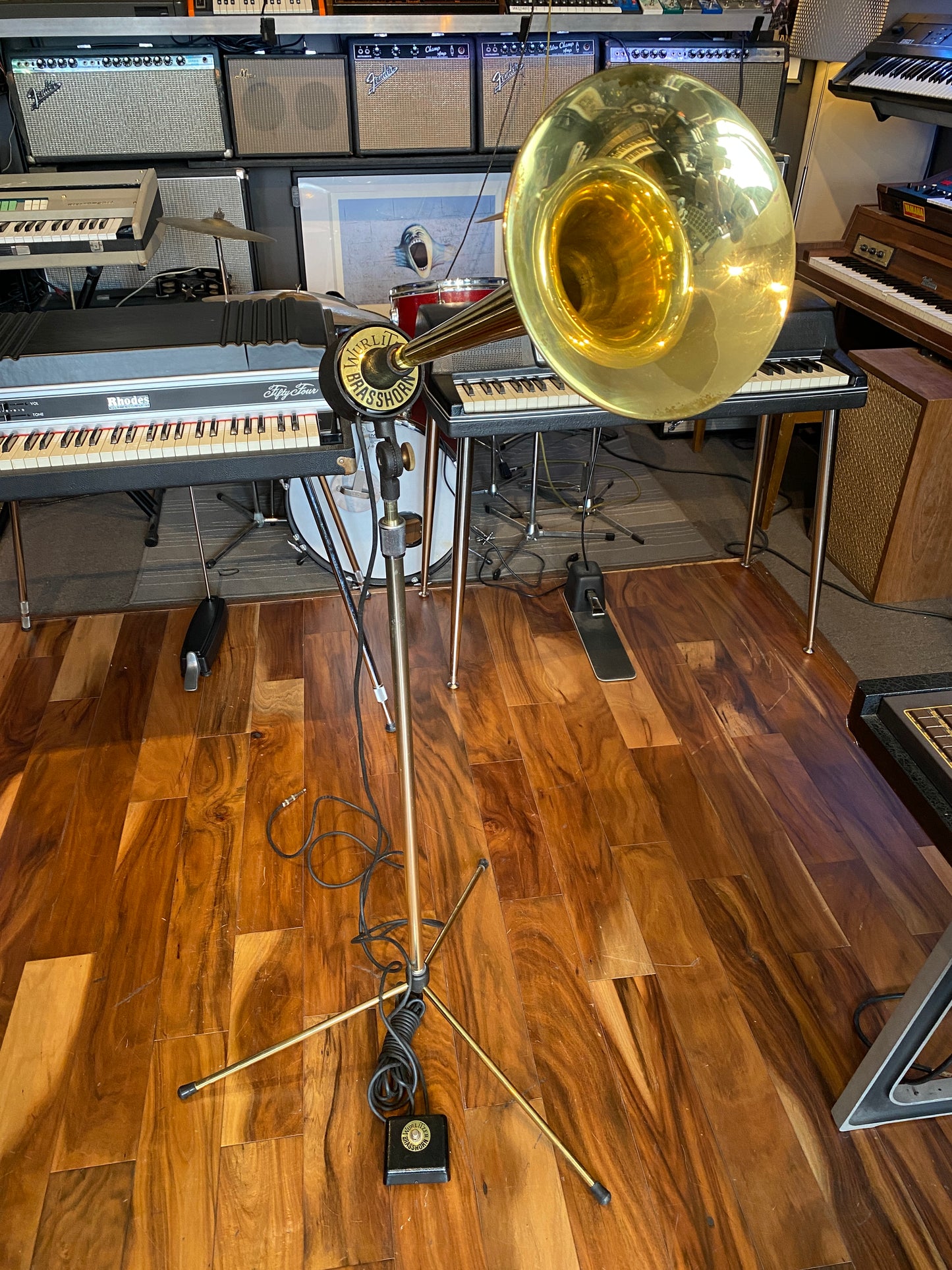 Wurlitzer 7100 Solid State Stereo Vintage 8x8” Amp & 7250 Brass Horn 1960s