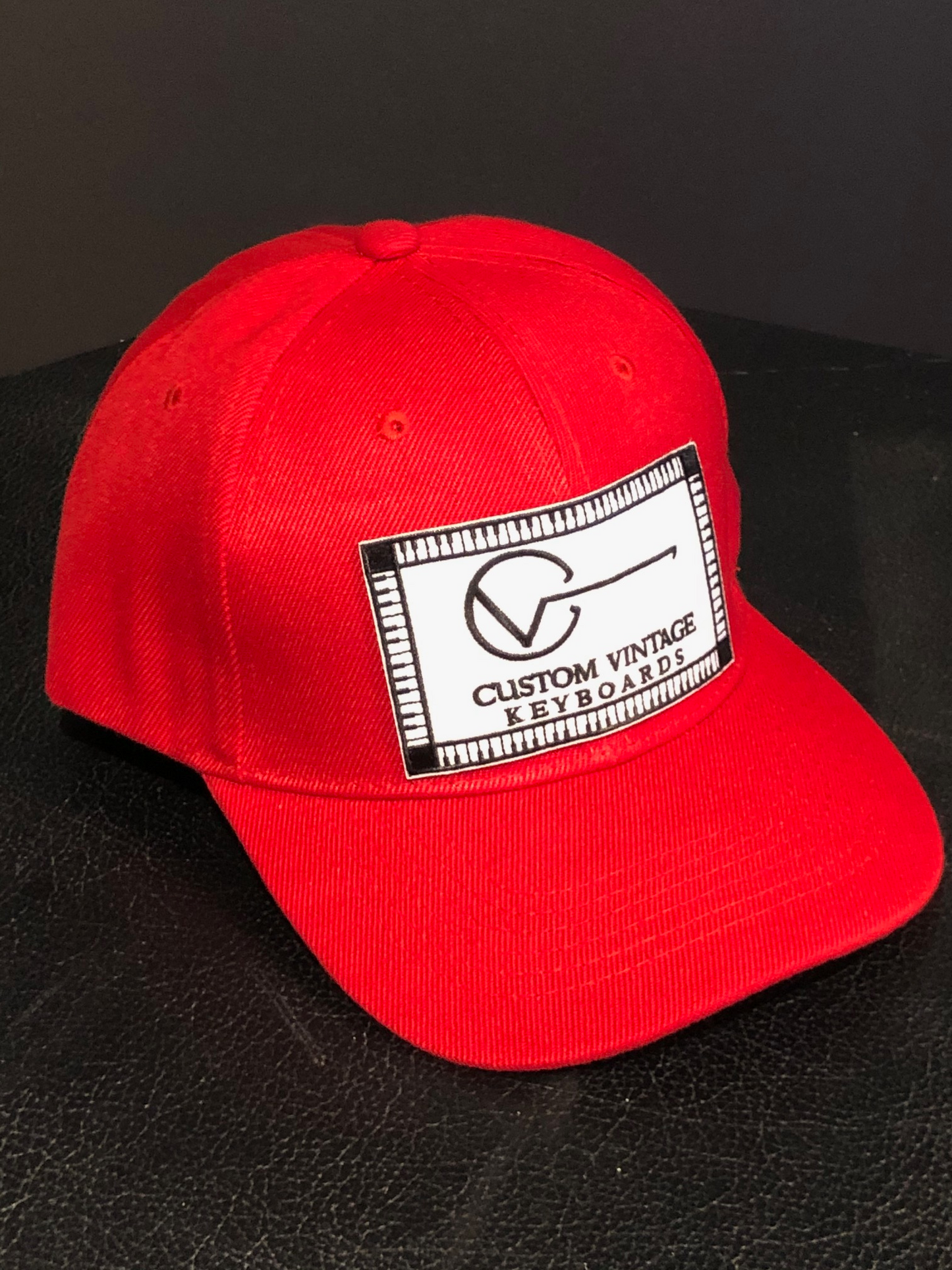 Custom Vintage Keyboards Adjustable Baseball Cap Hat - BLACK/ RED / GRAY