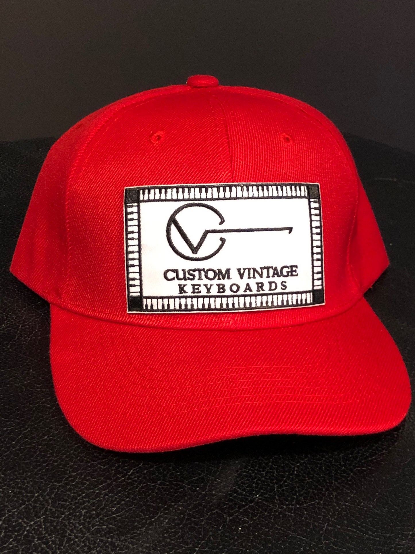 Custom Vintage Keyboards Adjustable Baseball Cap Hat - BLACK/ RED / GRAY