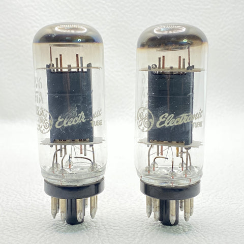 GE 6V6GTA Vintage Coin Base Vacuum Power Tubes Matched Pair Tested USA