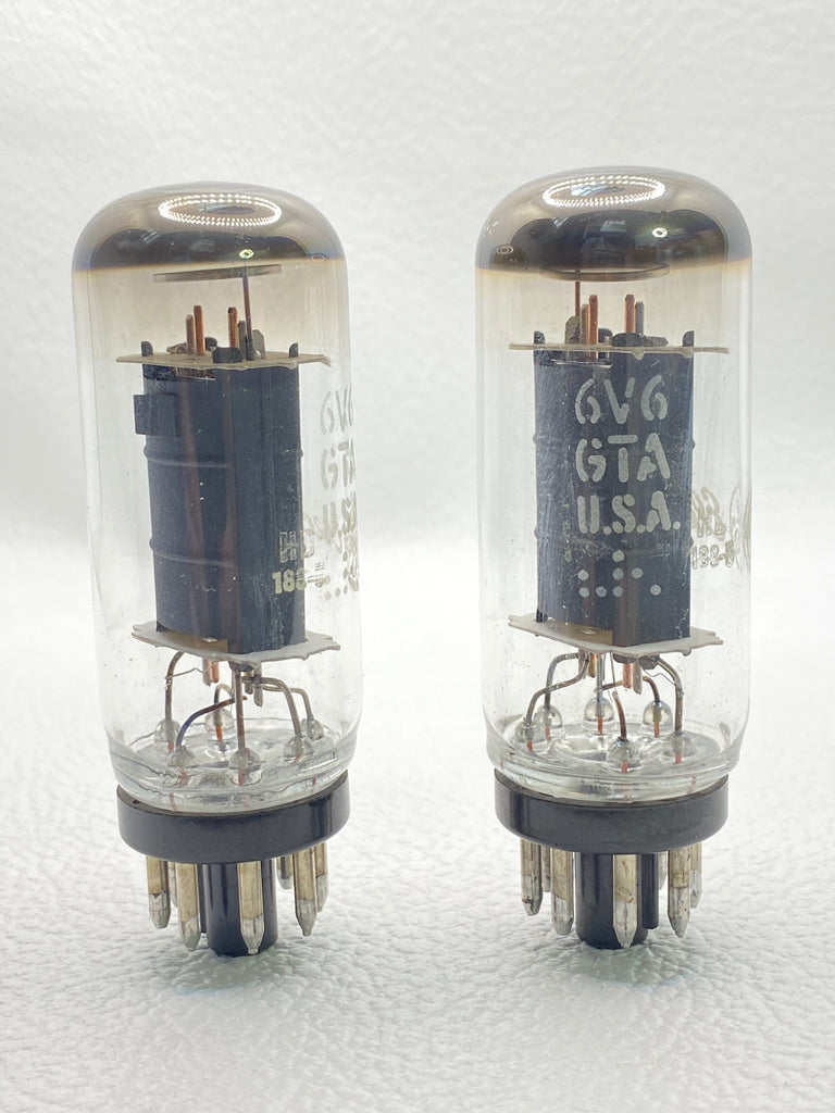 GE 6V6GTA Vintage Coin Base Vacuum Power Tubes Matched Pair Tested USA