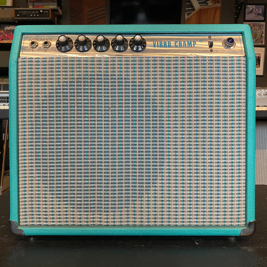 Fender Vibro Champ 6W 1x10" Tube Combo Amp Custom Seafoam Green Cab 1976 Silver